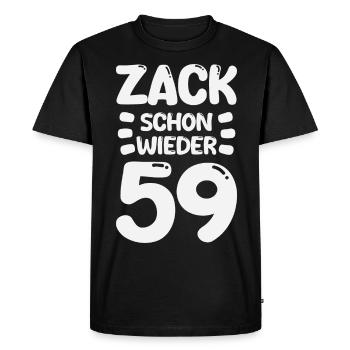 Zack 59 encore ! Anniversaire - T-shirt Premium bio Homme - noir - Devant - Nico (187cm)