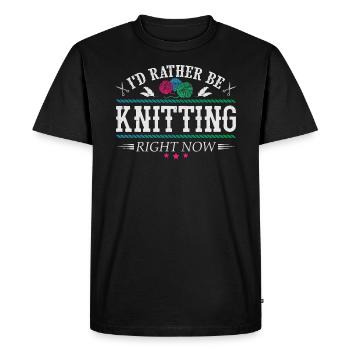 Je préfère être à tricoter - T-shirt Premium bio Homme - noir - Devant - Nico (187cm)
