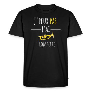 t-shirt j'peux pas j'ai trompette cadeau humour - T-shirt Premium bio Homme - noir - Devant - Nico (187cm)