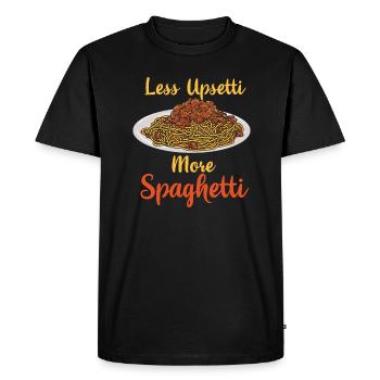Plus de spaghettis amateurs de pâtes - T-shirt Premium bio Homme - noir - Devant - Nico (187cm)
