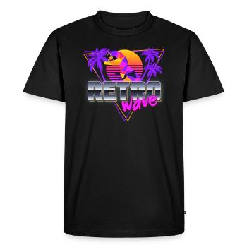 Synthwave Dinosaure - T-shirt Premium bio Homme - noir - Devant - Nico (187cm)