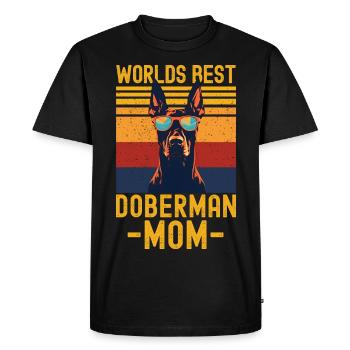 Doberman with sunglasses retro - Men's Premium Organic T-Shirt - black - Front - Nico (187cm)