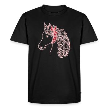 cheval enfants filles équitation Hobby Bandana Cadeau - T-shirt Premium bio Homme - noir - Devant - Nico (187cm)