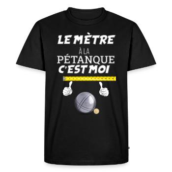 Humour drole Papy bouliste fan de pétanque - T-shirt Premium bio Homme - noir - Devant - Nico (187cm)