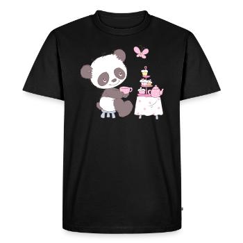 Cute little panda with cupcakes - T-shirt Premium bio Homme - noir - Devant - Nico (187cm)