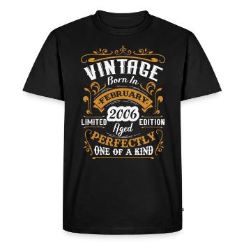 Cadeau d'anniversaire, Vintage né en Février 2006 - T-shirt Premium bio Homme - noir - Devant - Nico (187cm)