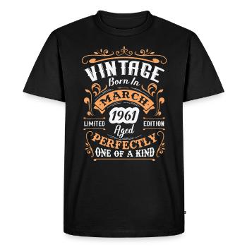 Cadeau d'anniversaire, Vintage né en Mars 1961 - T-shirt Premium bio Homme - noir - Devant - Nico (187cm)