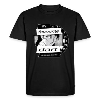 Dart Anime Motiv, Dart Player + Anime Fans - T-shirt Premium bio Homme - noir - Devant - Nico (187cm)