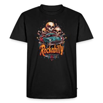 Rockabilly Hotrod Hot Rod Skull 50 - Men's Premium Organic T-Shirt - black - Front - Nico (187cm)