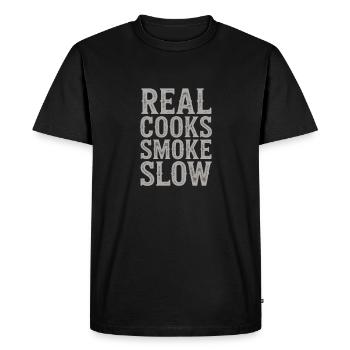Real Cooks Smoke Slow Meat Fumer - T-shirt Premium bio Homme - noir - Devant - Nico (187cm)