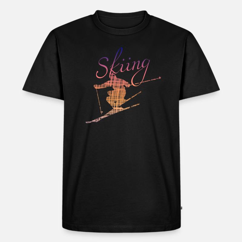 Skiing Ski - Männer Premium Bio T-Shirt - Schwarz