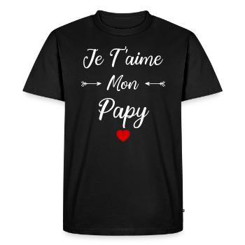 Je t'aime mon papy - T-shirt Premium bio Homme - noir - Devant - Nico (187cm)