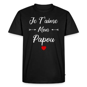 je t'aime mon papou - T-shirt Premium bio Homme - noir - Devant - Nico (187cm)