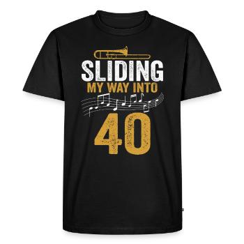 Trombone glissant mon chemin vers mon 40e anniversaire - T-shirt Premium bio Homme - noir - Devant - Nico (187cm)