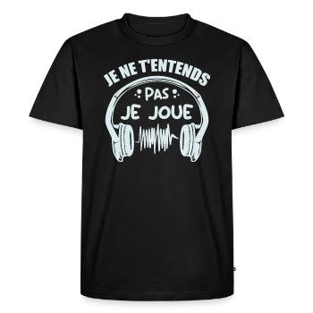 Je Ne T'entends Pas Je Joue - T-shirt Premium bio Homme - noir - Devant - Nico (187cm)