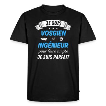Je suis vosgien et ingénieur je suis parfait - T-shirt Premium bio Homme - noir - Devant - Nico (187cm)