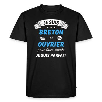 Je suis breton et ouvrier je suis parfait - T-shirt Premium bio Homme - noir - Devant - Nico (187cm)