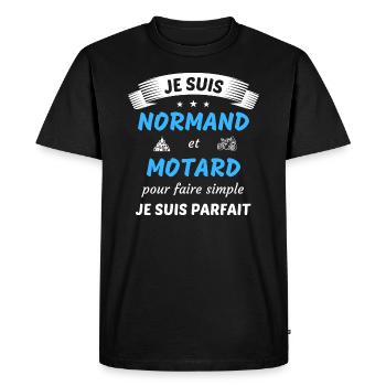 Je suis normand et motard je suis parfait - T-shirt Premium bio Homme - noir - Devant - Nico (187cm)
