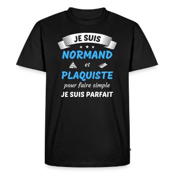 Je suis normand et plaquiste je suis parfait - T-shirt Premium bio Homme - noir - Devant - Nico (187cm)