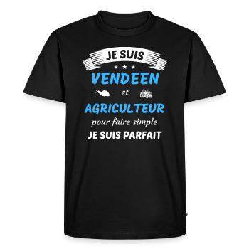 Je suis vendéen et agriculteur je suis parfait - T-shirt Premium bio Homme - noir - Devant - Nico (187cm)