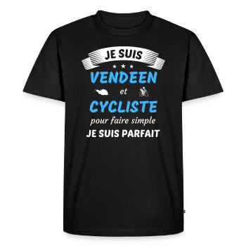 Je suis vendéen et cycliste je suis parfait - T-shirt Premium bio Homme - noir - Devant - Nico (187cm)