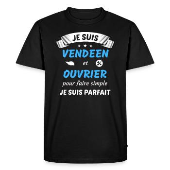 Je suis vendéen et ouvrier je suis parfait - T-shirt Premium bio Homme - noir - Devant - Nico (187cm)