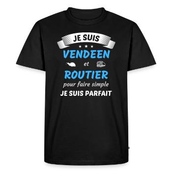Je suis vendéen et routier je suis parfait - T-shirt Premium bio Homme - noir - Devant - Nico (187cm)