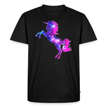 Magique licorne, unicorn, magie, space, étoiles - T-shirt Premium bio Homme - noir - Devant - Nico (187cm)