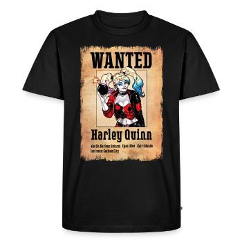 Harley Quinn Wanted - Männer Premium Bio T-Shirt - Schwarz - Vorne - Nico (187cm)