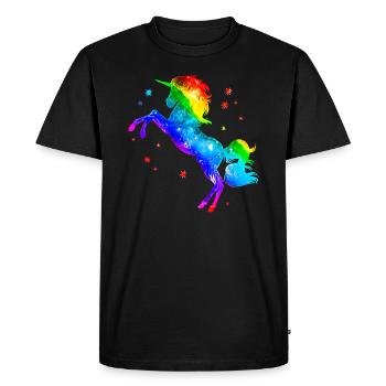 Licorne, arc en ciel, étoiles, coloré, magie - T-shirt Premium bio Homme - noir - Devant - Nico (187cm)