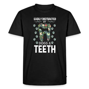 Easily Distracted By Dogs And Teeth - Men's Premium Organic T-Shirt - black - Front - Nico (187cm)