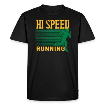 Conception de vecteur HI SPEED RUNNING - T-shirt Premium bio Homme - noir - Devant - Nico (187cm)