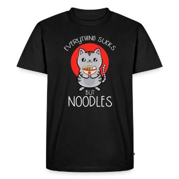 Everything Sucks But Noodles - Men's Premium Organic T-Shirt - black - Front - Nico (187cm)
