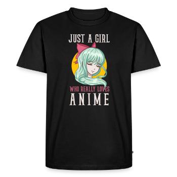 Juste une fille qui aime vraiment l'anime - T-shirt Premium bio Homme - noir - Devant - Nico (187cm)