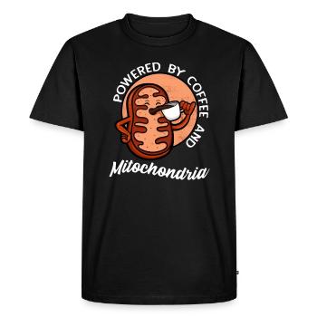 Powered By Coffee And Mitochondria - Men's Premium Organic T-Shirt - black - Front - Nico (187cm)