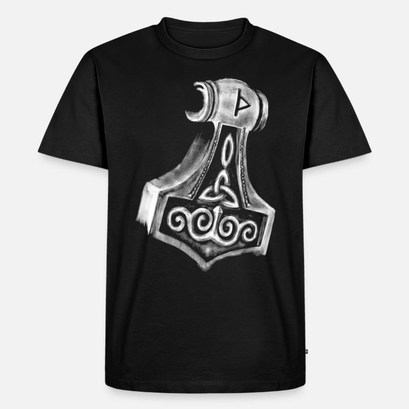Thor Hammer Mjölnir - Männer Premium Bio T-Shirt - Schwarz