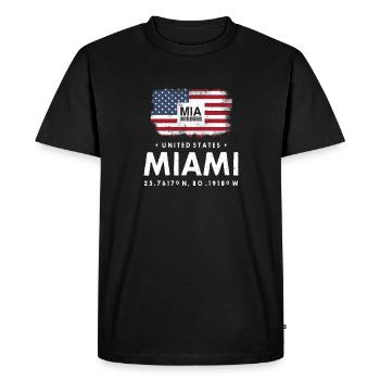 MIAMI AIRPORT CODE MIA USA DRAPEAU GEOTAG CADEAU - T-shirt Premium bio Homme - noir - Devant - Nico (187cm)