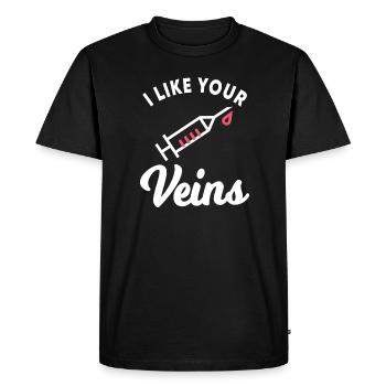 I Like Your Veins - Men's Premium Organic T-Shirt - black - Front - Nico (187cm)