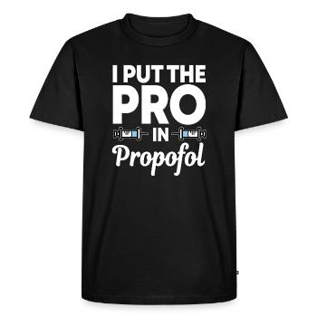 J’ai mis le pro dans propofol - T-shirt Premium bio Homme - noir - Devant - Nico (187cm)