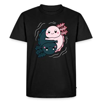 Axolotl Yinyang - T-shirt Premium bio Homme - noir - Devant - Nico (187cm)