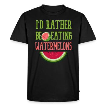 Manger des pastèques Melons d'été tropicaux - T-shirt Premium bio Homme - noir - Devant - Nico (187cm)