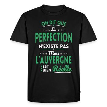 Perfection n'existe pas l'Auvergne est bien Réelle - T-shirt Premium bio Homme - noir - Devant - Nico (187cm)