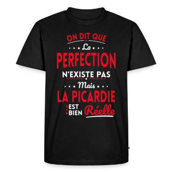La Perfection n'existe pas la Picardie est Réelle - T-shirt Premium bio Homme - noir - Devant - Nico (187cm)