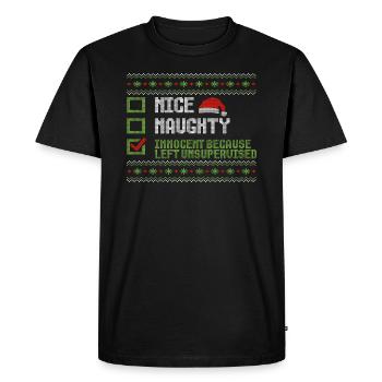 Noël Humour Drôle Drôle Noël Dicton - T-shirt Premium bio Homme - noir - Devant - Nico (187cm)
