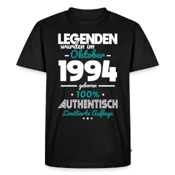 30th Birthday - Legends were created in October 1994 - Men's Premium Organic T-Shirt - black - Front - Nico (187cm)