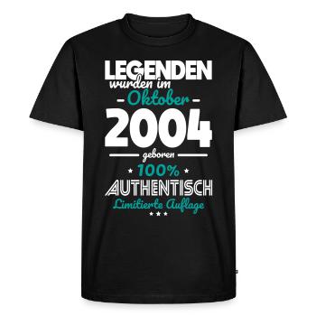 20th Birthday - Legends were created in October 2004 - Men's Premium Organic T-Shirt - black - Front - Nico (187cm)