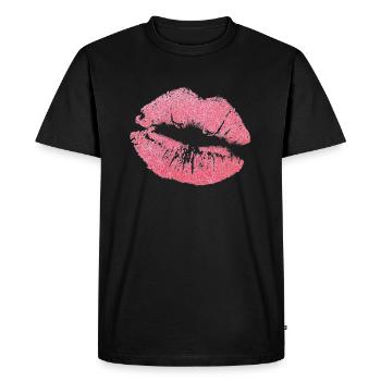 Kiss Mouth Lips Kiss Kiss gift idea glitter - Men's Premium Organic T-Shirt - black - Front - Nico (187cm)