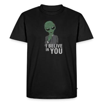 Extraterrestre je crois en toi - T-shirt Premium bio Homme - noir - Devant - Nico (187cm)