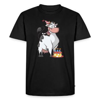 Joyeux anniversaire - gâteau d'anniversaire vache anniversaire - T-shirt Premium bio Homme - noir - Devant - Nico (187cm)