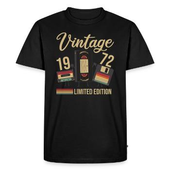 Floppy Video Cassette 1972 Vintage Birthday - Men's Premium Organic T-Shirt - black - Front - Nico (187cm)